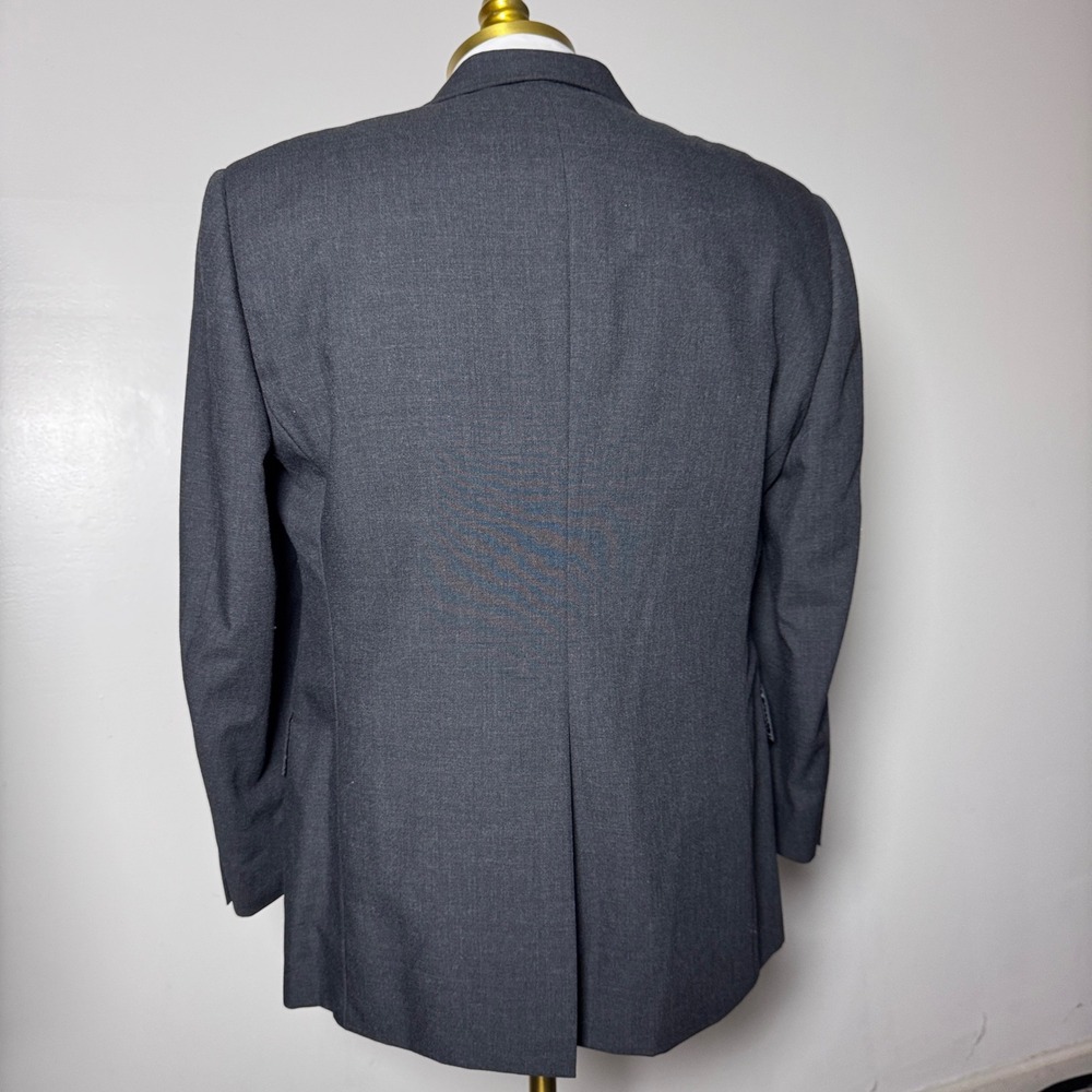 Hart Schaffner & Marx Suit Mens 42S W34 Charcoal Grey Solid Two Button Wool - Picture 4 of 5